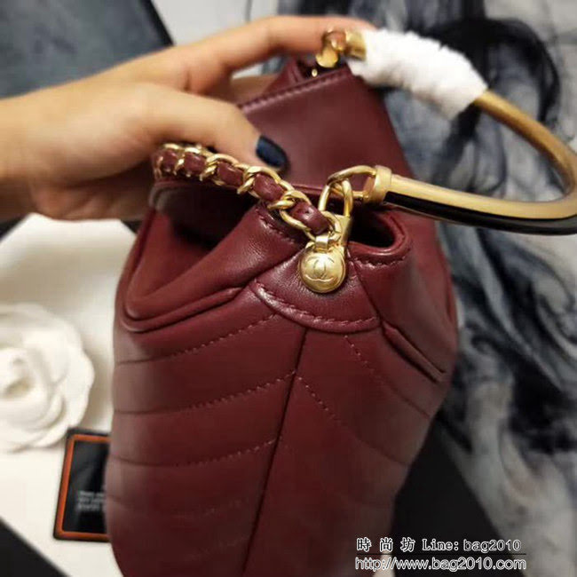 香奈兒CHANEL2018新款Chanel水桶包拼復古掉色五金手柄水染羊皮 DSC1009